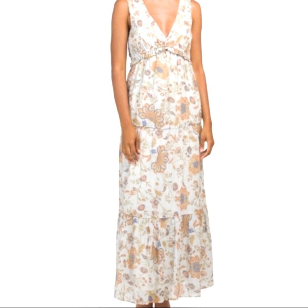☀️ Rachel Zoe Floral Ruffle Tiered Maxi Dress M - Picture 2 of 6